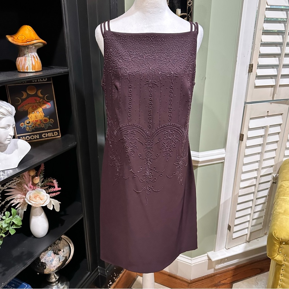 CDC Plum Beaded Formal Midi Dress – Size 12